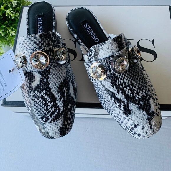 Senso Rio II Slip on Snake Embossed Embellished Loafer Mules 38EU 8US Ice Color - Picture 3 of 11